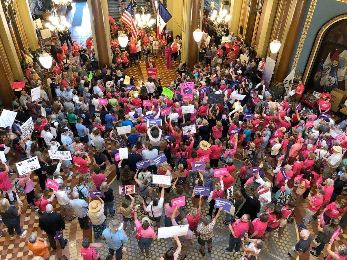 Scott County Democrats rally at the Iowa Capitol