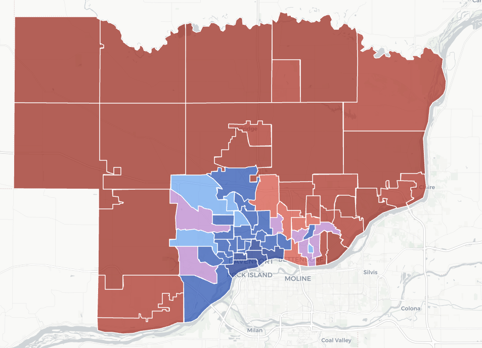 Scott County precinct heatmap of 2024 Presidential election results